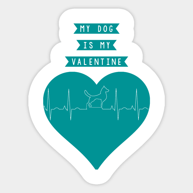 My Dog Is My Valentine Heart Beat Sticker by Fersan